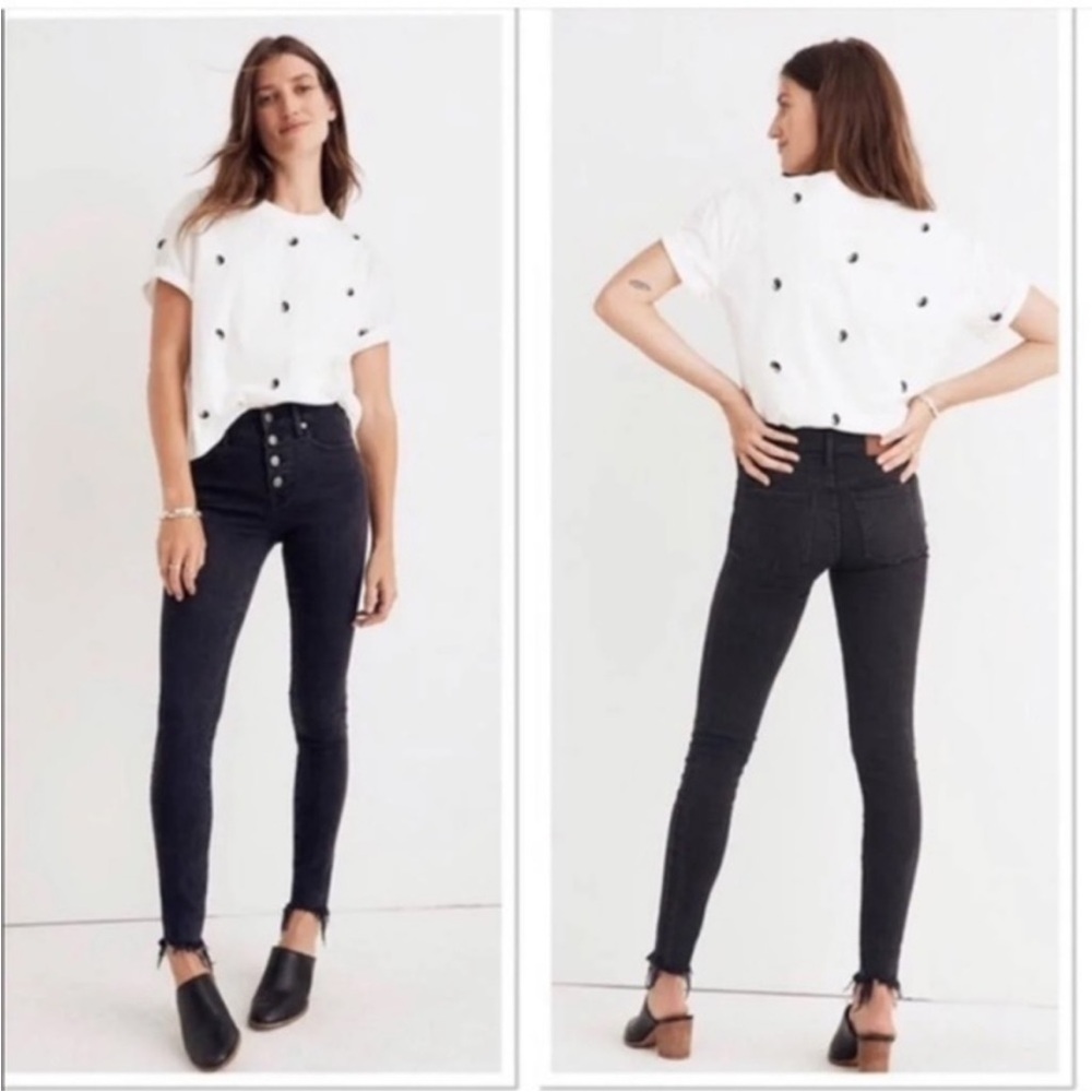 Madewell 9” High Rise Skinny Button Fly in Washed Black Size 29
